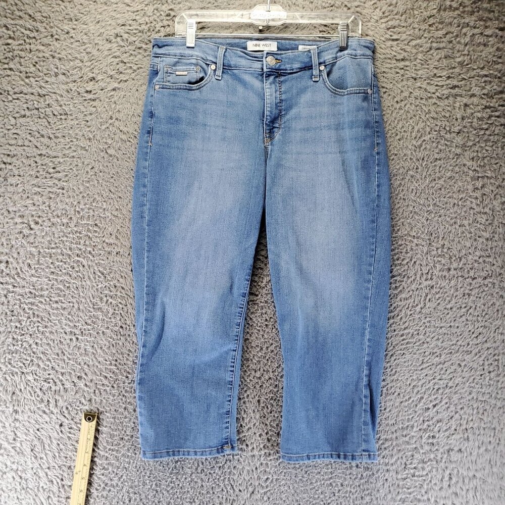 Nine West Jeans Womens Size 12 Blue Chrystie Capri Stretch Denim Cropped